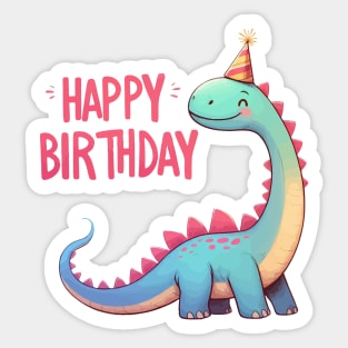 Kawaii Happy Birthday Dinosaur Brontosaurus Party Sticker